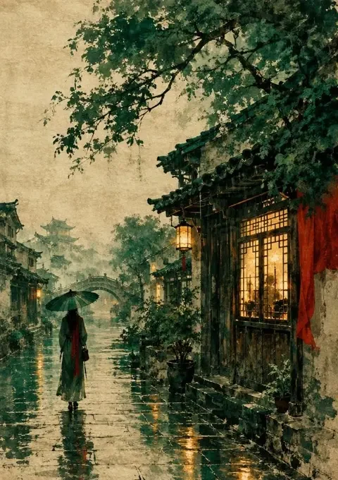 墨绿长街旧梦 短剧封面，年代情感题材
